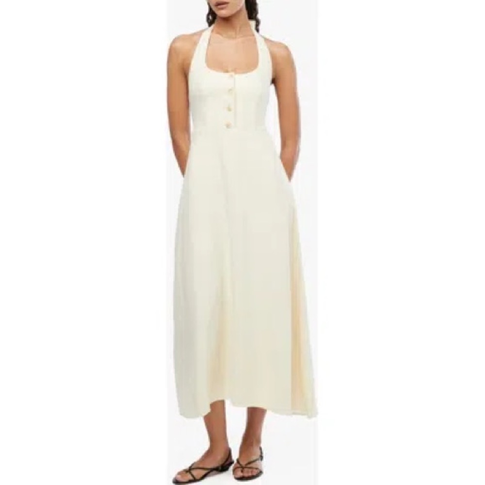 WeWoreWhat Cream Sleeveless Halter Maxi Dress